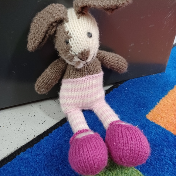 โ Handmade Yarn Crochet floppy Yarn cute Bunny Soft Toy lovey knitted plush - Picture 2 of 15